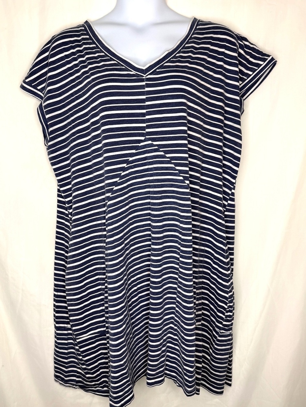 Zim & Zoe Navy Striped 100% Cotton T-Shirt Dress
